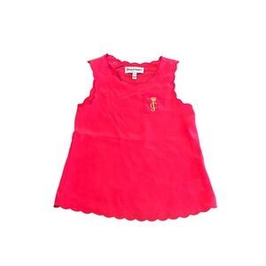 Juicy Couture Y2K Kids Hot Pink Scalloped Sleeveless Top Shirt Crown Logo 18/24M